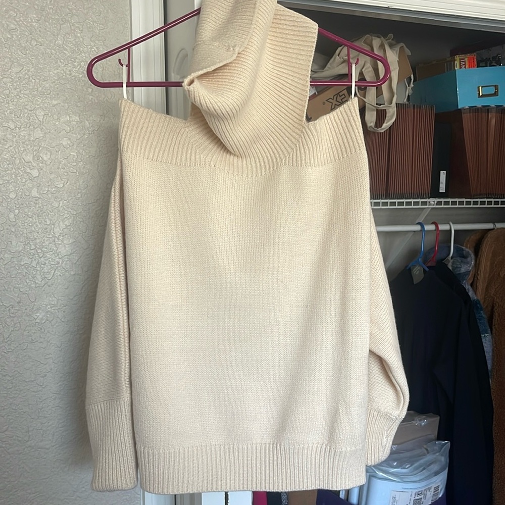 Cream off shoulder sweater